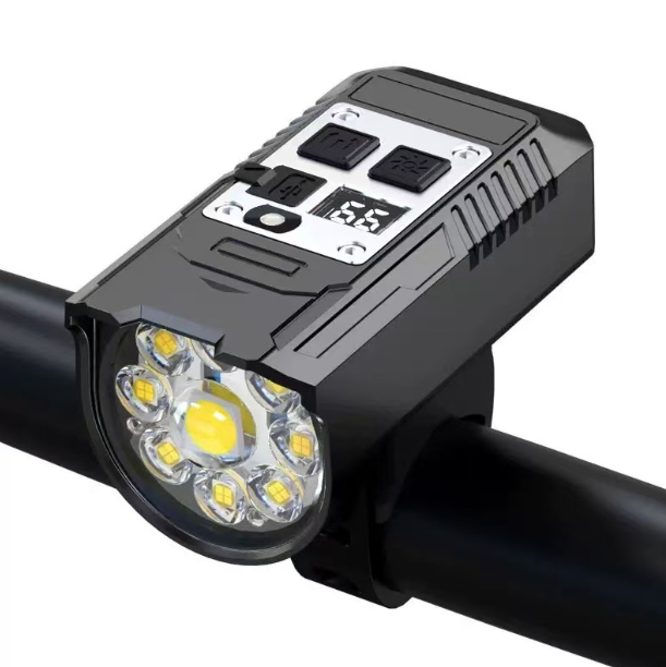 Przednia Lampka Rowerowa 9 LED, Ładowana USB-C, 20W - Wodoodporna dla Bezpiecznej Jazdy Nocą