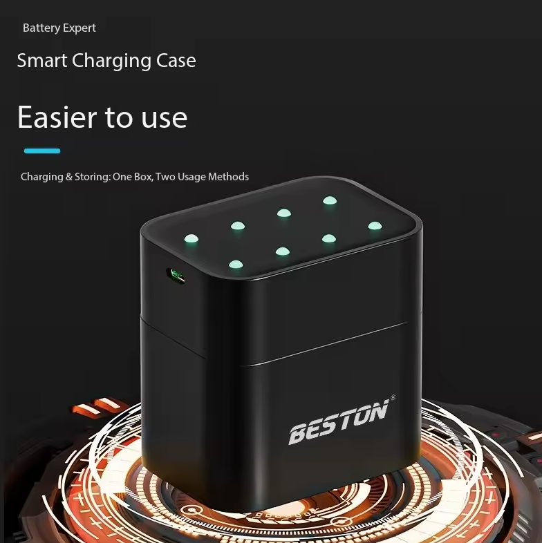 Beston Inteligentna Ładowarka 8 Slotów AA 1.5V Li-ion 3600mWh, Szybkie Ładowanie Zestawu Baterii.