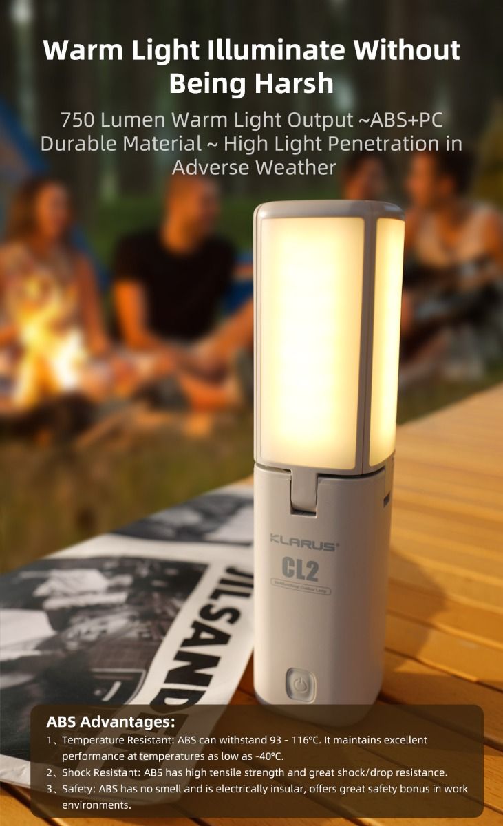 Klarus CL2 składane światło kempingowe 750 lumenów ochrona oczu 90-stopniowe żarówki 7 trybów światła