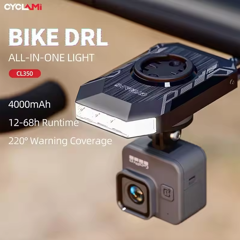 CYCLAMI CL350: Lampka Rowerowa 4000mAh, Type-C, Powerbank, Uchwyt na Licznik, Bezpieczeństwo Jazdy