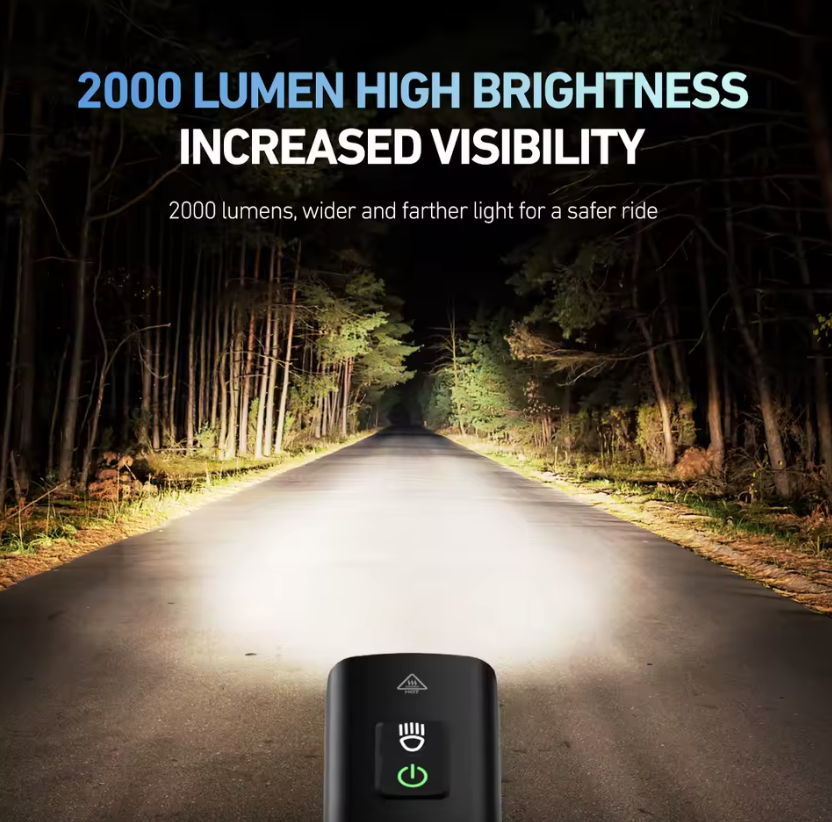 CYCLAMI BR2000 Mocna Lampka Rowerowa 2000lm USB-C Type-C. Idealna na MTB i Szosę. Bezpieczeństwo!