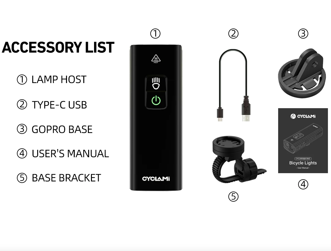 CYCLAMI BR2000 Mocna Lampka Rowerowa 2000lm USB-C Type-C. Idealna na MTB i Szosę. Bezpieczeństwo!