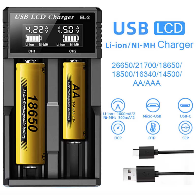Inteligentna ładowarka USB LCD do akumulatorów 18650 oraz AA AAA z wyświetlaczem statusu ładowania baterii