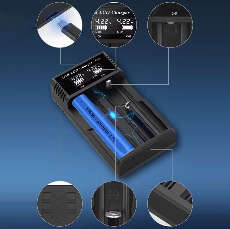 Inteligentna ładowarka USB LCD do akumulatorów 18650 oraz AA AAA z wyświetlaczem statusu ładowania baterii