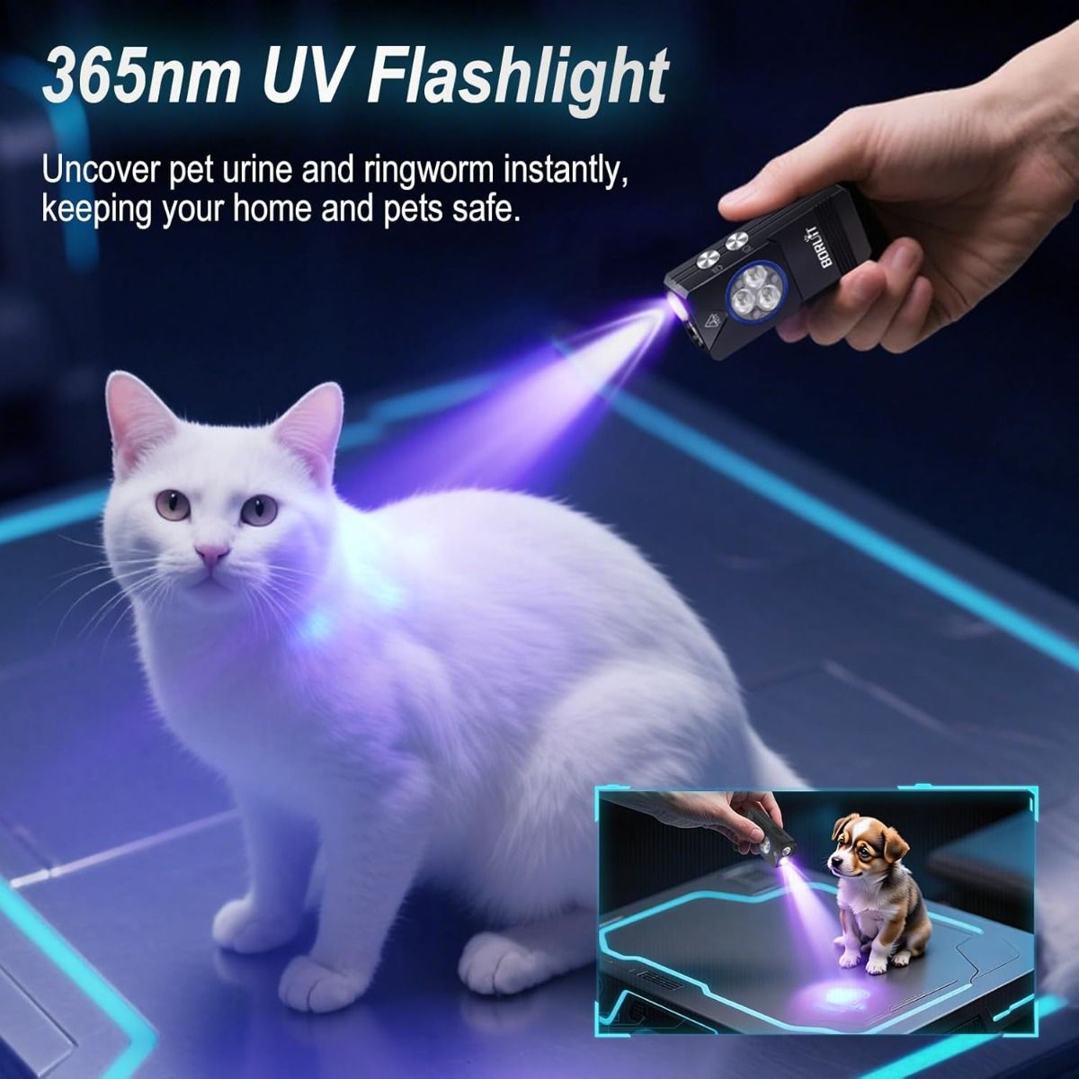 EV30 Mini latarka LED EDC, 550 lumenów, UV 365nm. Ładowana USB-C kompaktowa latarka kieszonkowa/brelok.