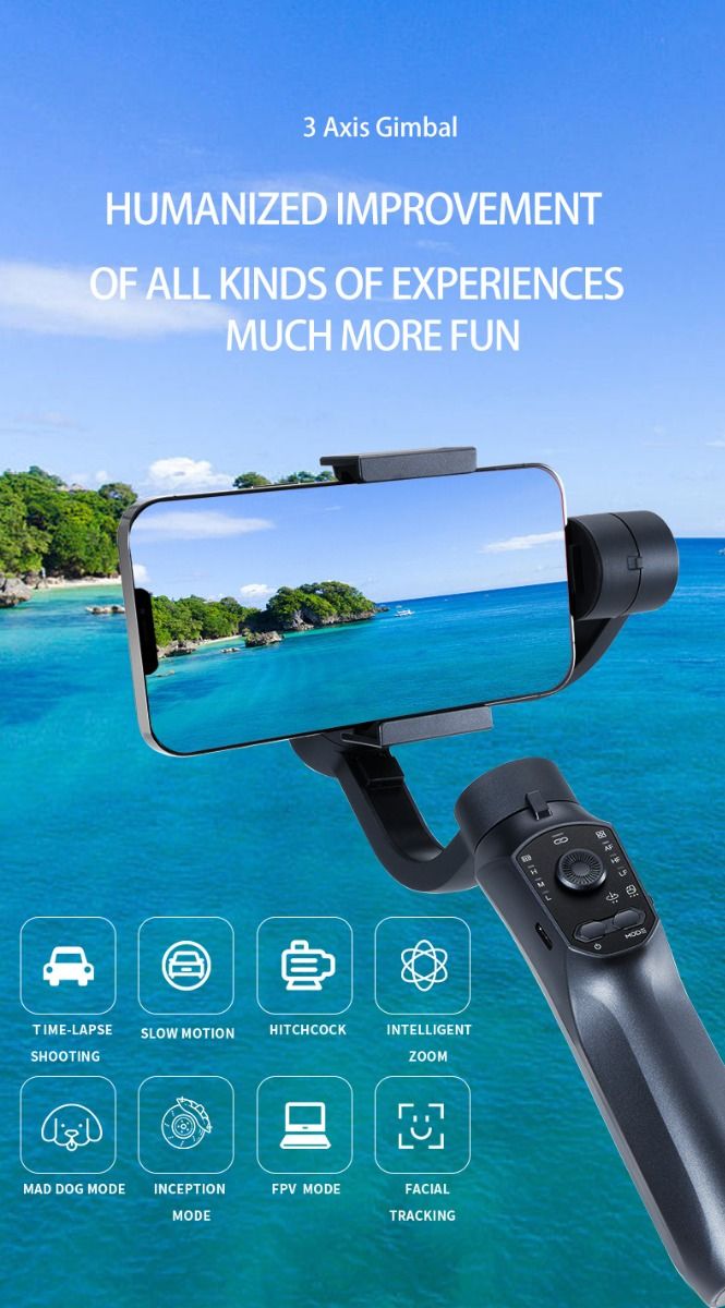 F10 Pro Stabilizator 3-osiowy Gimbal do telefonu do mobilnego filmowania z kompatybilnością ze smartfonami i rozpoznawaniem twarzy