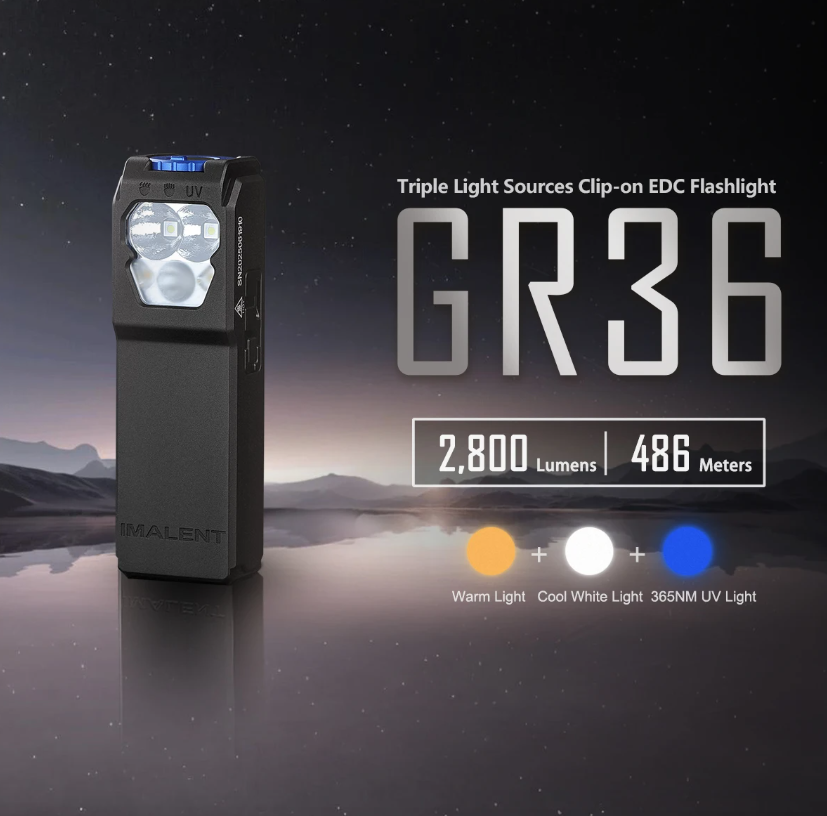 IMALENT GR36 Latarka EDC | 2800 lumenów, Ładowalna USB-C, Magnetyczna, Super Jasna LED z Klipsem