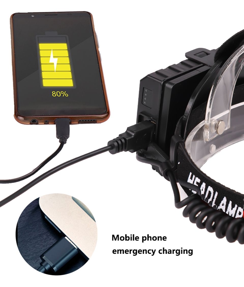Latarka czołowa Najpotężniejszy XHP70 8000LM ładowanie USB wodoodporna konstrukcja różne tryby na kemping