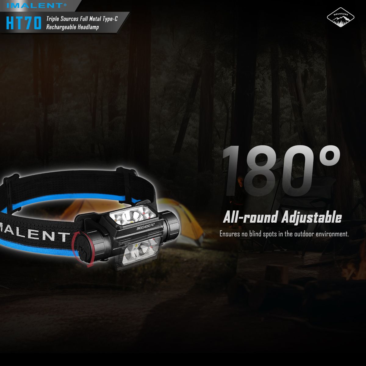 Latarka czołowa IMALENT HT70 3500 lumenów dioda LED XHP50.3 HI oświetlenie outdoorowe potrójne źródła światła