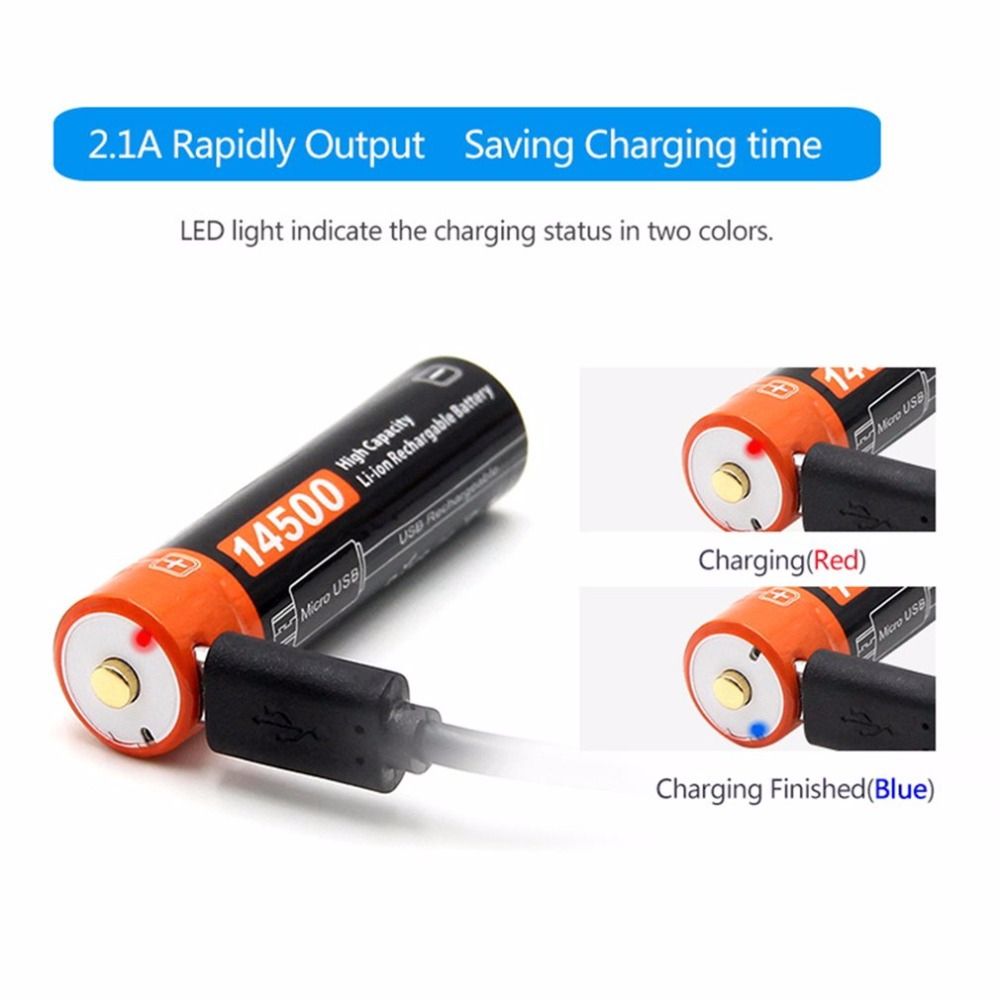 Doublepow 14500 750mAh akumulator ładowalny 3.7V Li-ion z Micro USB do urządzeń o wysokim poborze prądu i na kemping
