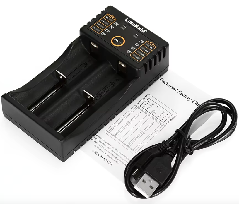 Ładowarka Liitokala Lii-202 3,7V z dwoma kanałami USB do akumulatorów 18650 26650 16340 21700 NiMH 14500