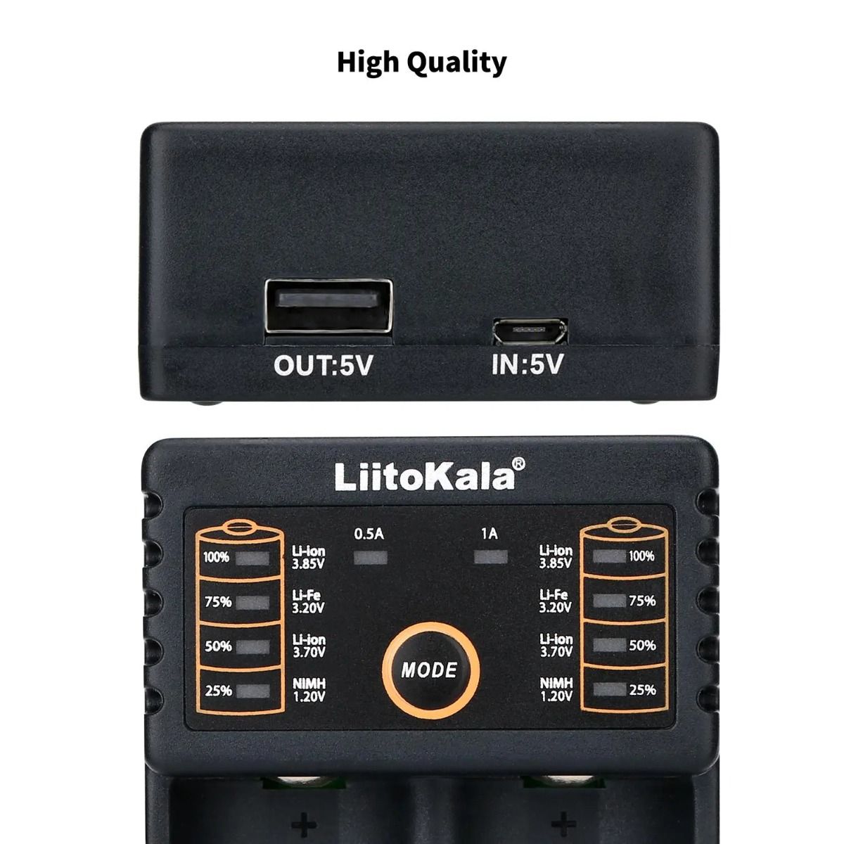 Ładowarka Liitokala Lii-202 3,7V z dwoma kanałami USB do akumulatorów 18650 26650 16340 21700 NiMH 14500