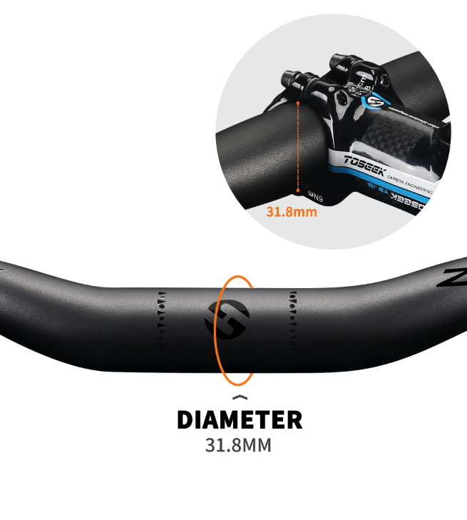 TOSEEK ZF-ONE MTB Kierownica karbonowa 31.8mm, lekka, matowa czerń, 580mm/760mm, ergonomiczny design, najwyższa jakość