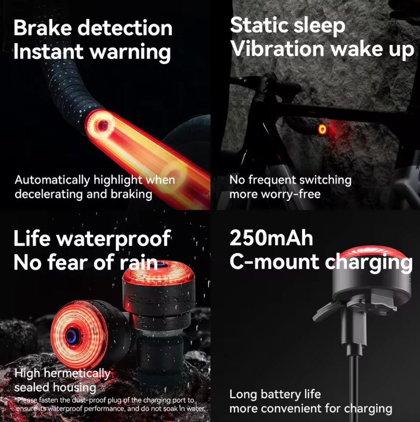 ROCKBROS R0 Tylna Lampka Rowerowa w Zaślepce Kierownicy. USB-C, MTB/Szosowa. Bezpieczeństwo!
