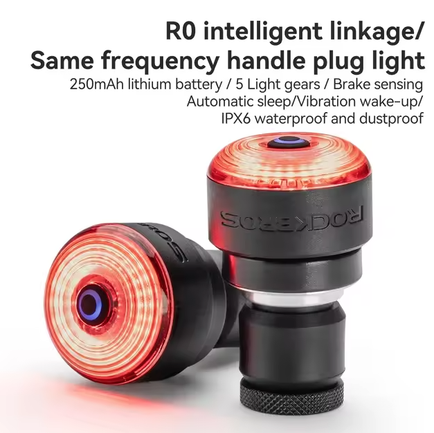 ROCKBROS R0 Tylna Lampka Rowerowa w Zaślepce Kierownicy. USB-C, MTB/Szosowa. Bezpieczeństwo!