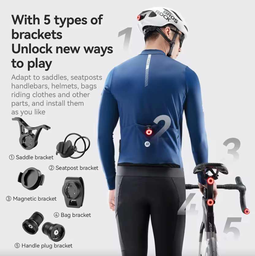 ROCKBROS R0 Tylna Lampka Rowerowa w Zaślepce Kierownicy. USB-C, MTB/Szosowa. Bezpieczeństwo!