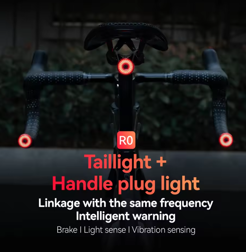 ROCKBROS R0 Tylna Lampka Rowerowa w Zaślepce Kierownicy. USB-C, MTB/Szosowa. Bezpieczeństwo!