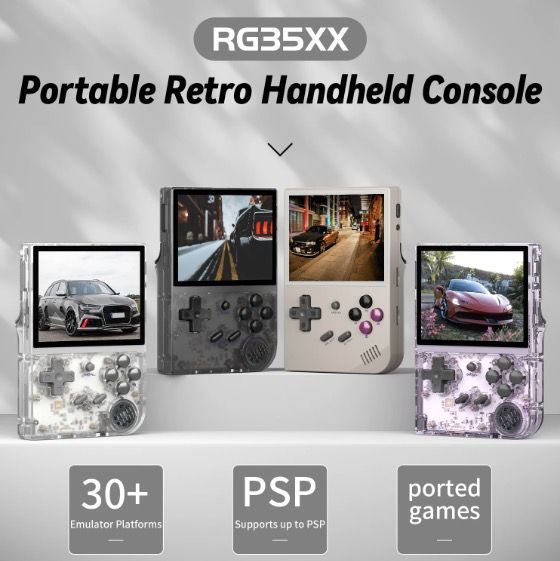 ANBERNIC RG35XX szara przenośna konsola do nostalgicznych gier retro z ekranem IPS i obsługą PSP