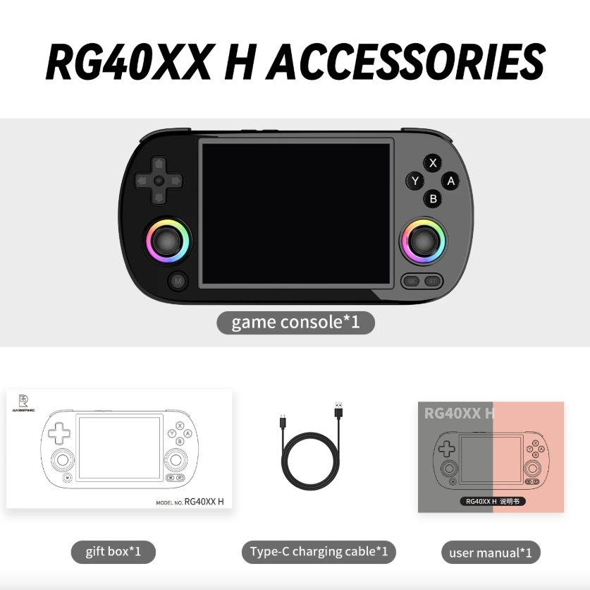 ANBERNIC RG40XX H konsola przenośna Linux, 4.0'' IPS, retro gry, emulacja, gaming