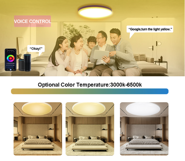 Inteligentna lampa sufitowa 24W Tuya Zigbee z RGBCW sterowanie głosowe Alexa idealna do salonu i nowoczesna dekoracja wnętrz