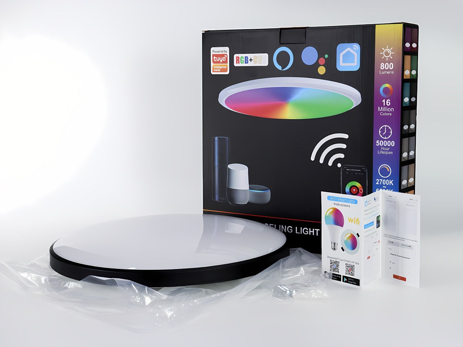 Inteligentna lampa sufitowa 24W Tuya Zigbee z RGBCW sterowanie głosowe Alexa idealna do salonu i nowoczesna dekoracja wnętrz