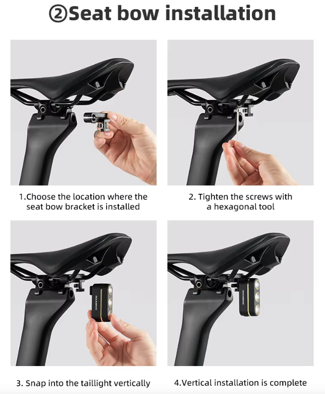 ROCKBROS Inteligentne Światło Tylne Rowerowe IP64, USB-C, czujnik hamowania, nocna jazda