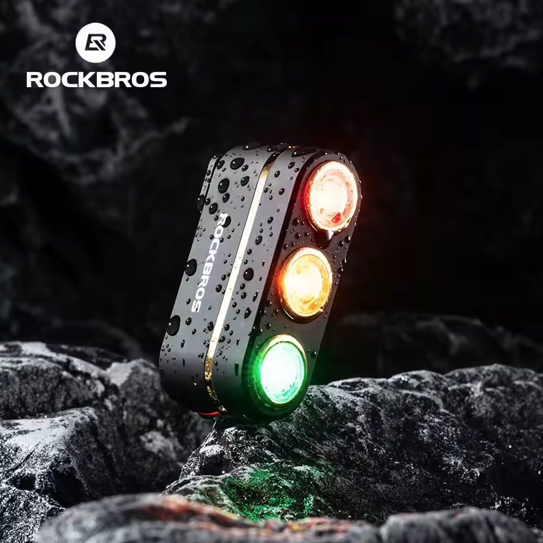 ROCKBROS Inteligentne Światło Tylne Rowerowe IP64, USB-C, czujnik hamowania, nocna jazda