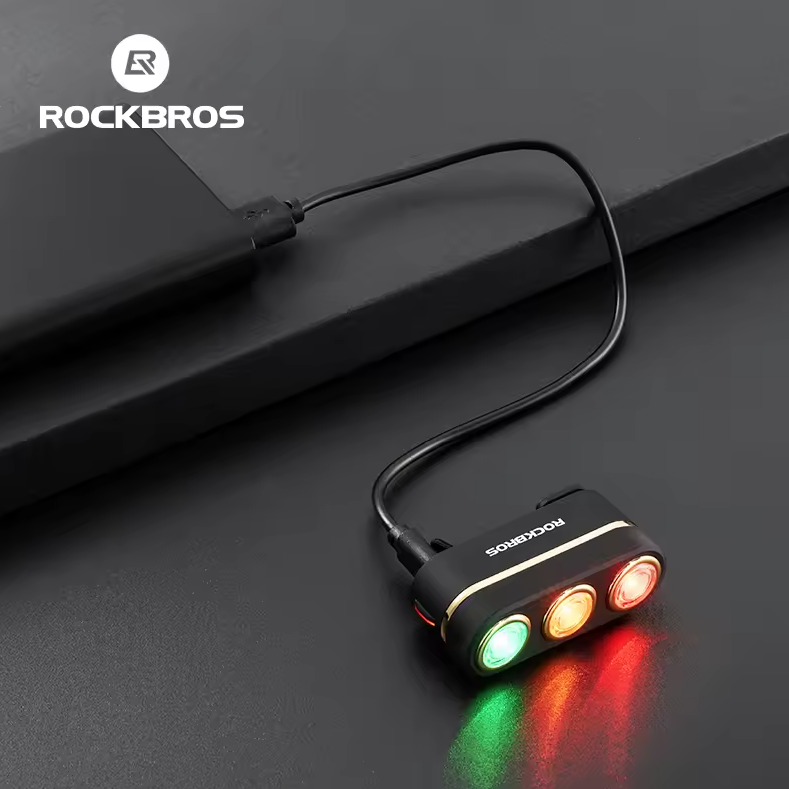 ROCKBROS Inteligentne Światło Tylne Rowerowe IP64, USB-C, czujnik hamowania, nocna jazda