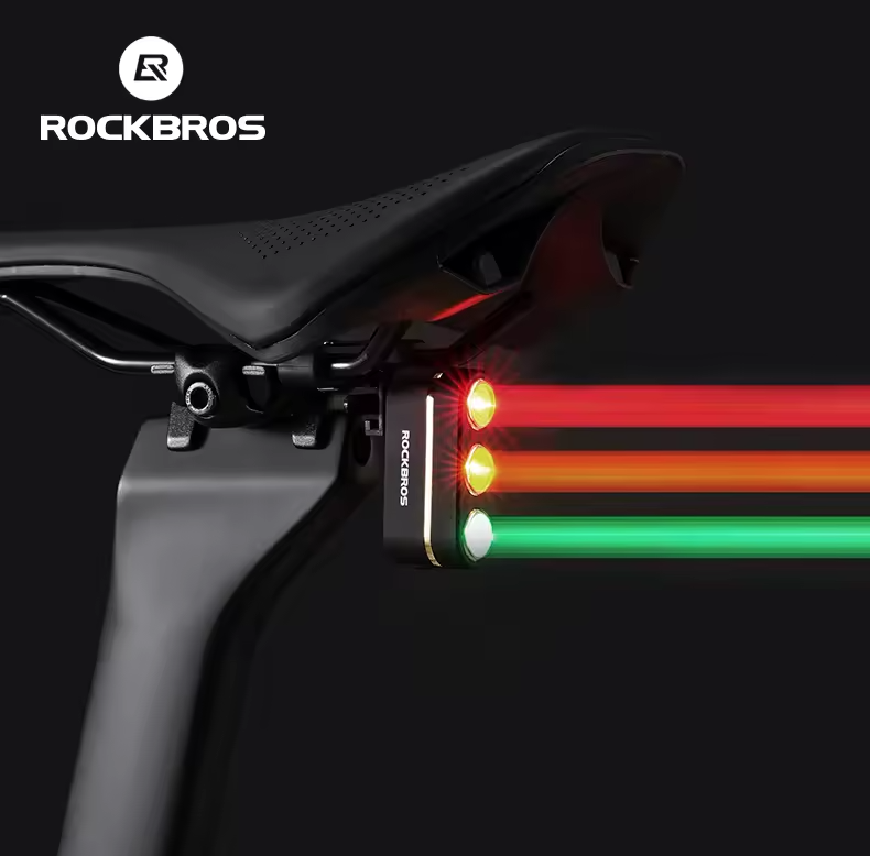 ROCKBROS Inteligentne Światło Tylne Rowerowe IP64, USB-C, czujnik hamowania, nocna jazda