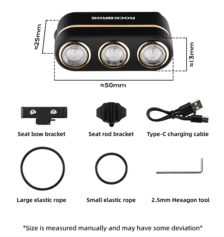 ROCKBROS Inteligentne Światło Tylne Rowerowe IP64, USB-C, czujnik hamowania, nocna jazda