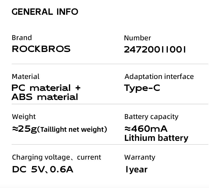 ROCKBROS Inteligentne Światło Tylne Rowerowe IP64, USB-C, czujnik hamowania, nocna jazda
