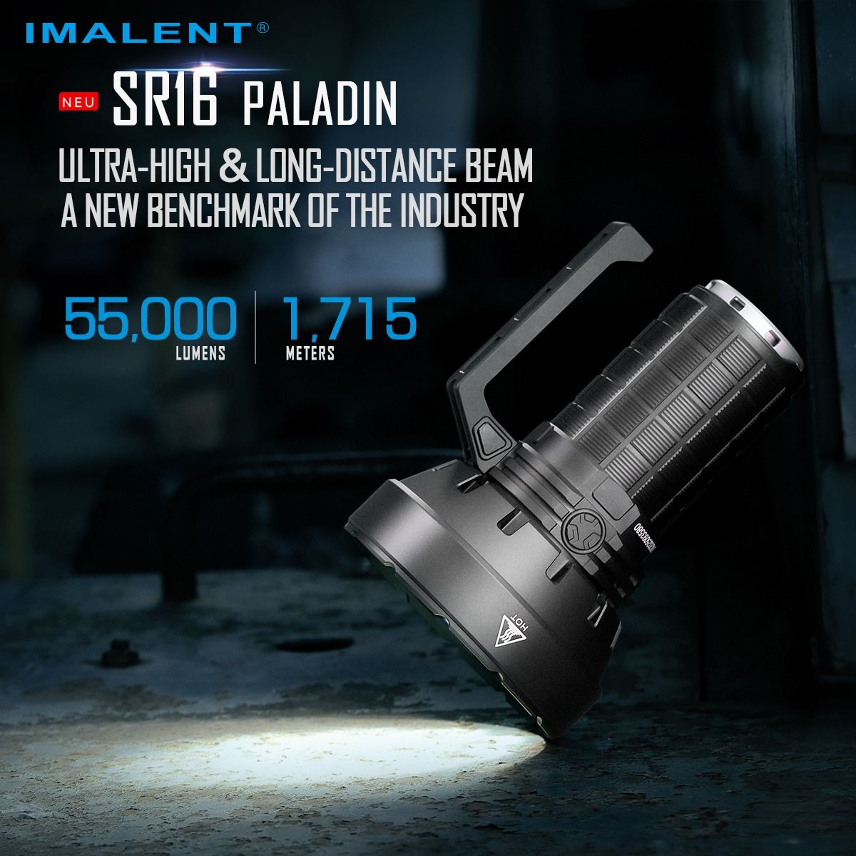 IMALENT SR16 Latarka LED 55000lm, 1715m daleki zasięg. Mocna latarka szperacz na każdą przygodę!