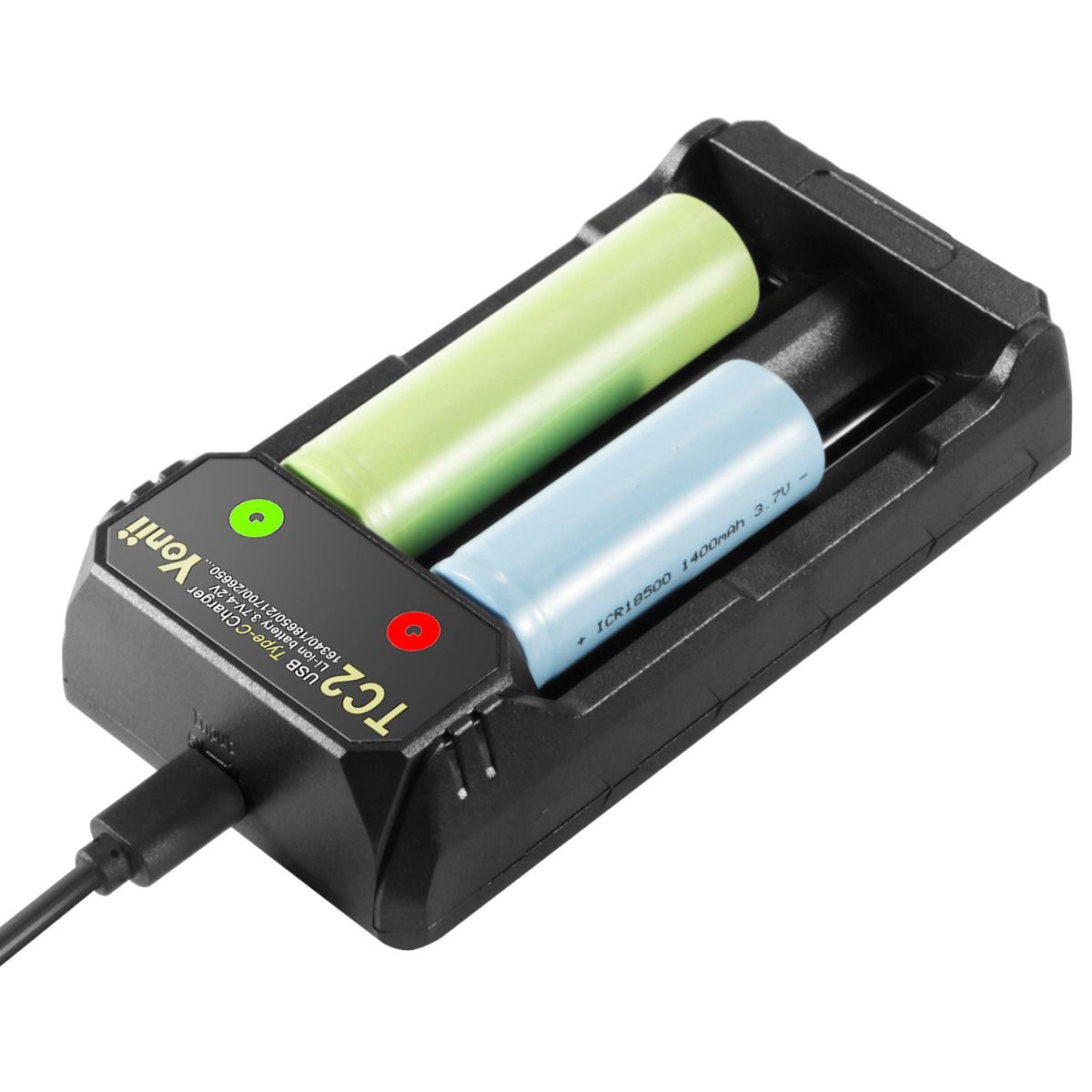 Ładowarka TC2 USB typu C szybkie ładowanie akumulatorów 18650 21700 kompaktowa ładowarka dualne porty