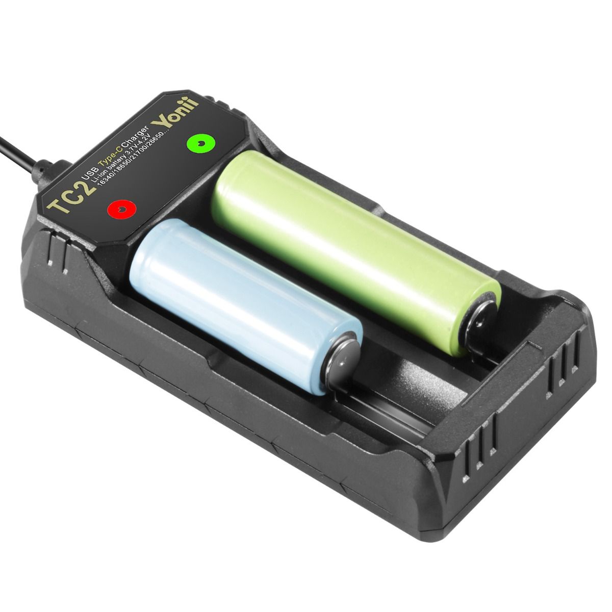 Ładowarka TC2 USB typu C szybkie ładowanie akumulatorów 18650 21700 kompaktowa ładowarka dualne porty
