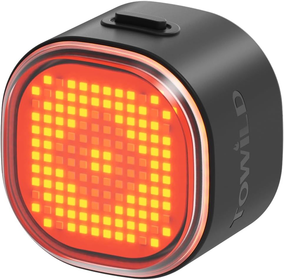TOWILD TL08 Lampka Rowerowa Tylna Pełnokolorowa, USB-C, Światło Hamowania, Spersonalizowana Aplikacją, Wodoodporna IPX6
