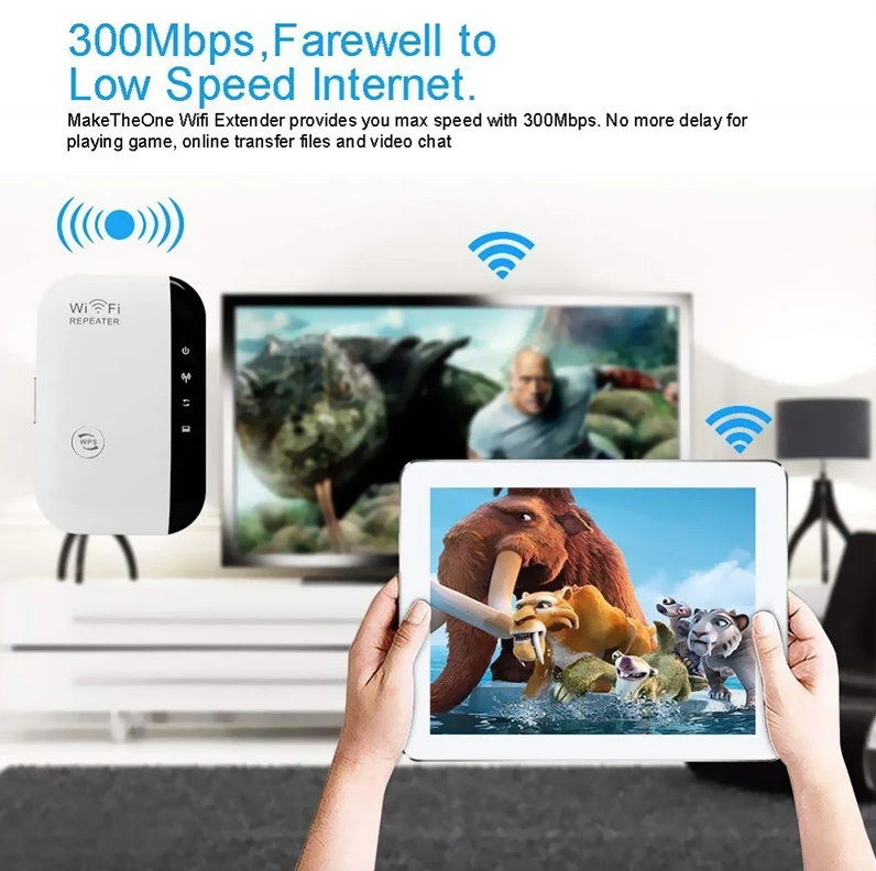 Wzmacniacz Sygnału WiFi Repeater do Domu, Przez Ścianę, Wzmacniacz Sieci Bezprzewodowej do Sypialni, Łatwy w Użyciu