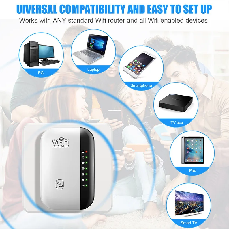 Wzmacniacz Sygnału WiFi Repeater do Domu, Przez Ścianę, Wzmacniacz Sieci Bezprzewodowej do Sypialni, Łatwy w Użyciu