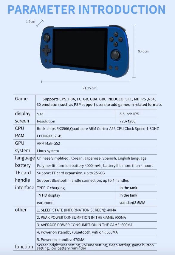 POWKIDDY X55 przenośna konsola do gier z ekranem 5.5 cala IPS retro gaming z procesorem RK3566 i Linux