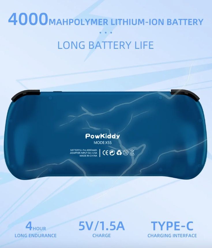 POWKIDDY X55 przenośna konsola do gier z ekranem 5.5 cala IPS retro gaming z procesorem RK3566 i Linux