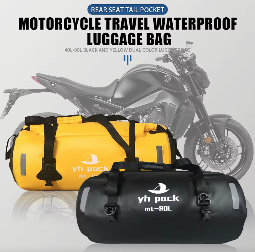 Wodoodporna torba motocyklowa, torba bagażowa MTB, tylny bagażnik podróżny, przenośne siodło, akcesorium rowerowe 40L/80L