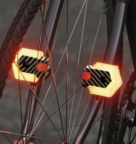 CarryBright Bezpieczne kierunkowskazy rowerowe LED dla e-bike | USB, pilot | Karbon | Przód/tył | Widoczność
